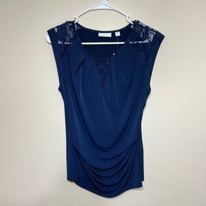 New York and Company Navy Blue Blouse Medium NEW